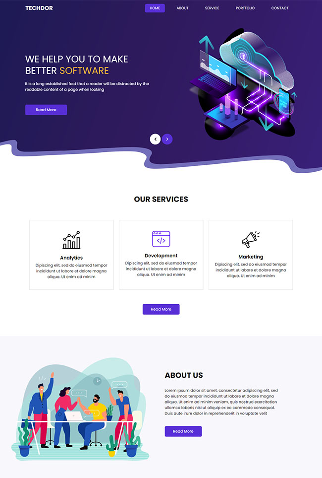 紫色软件制作公司HTML模板