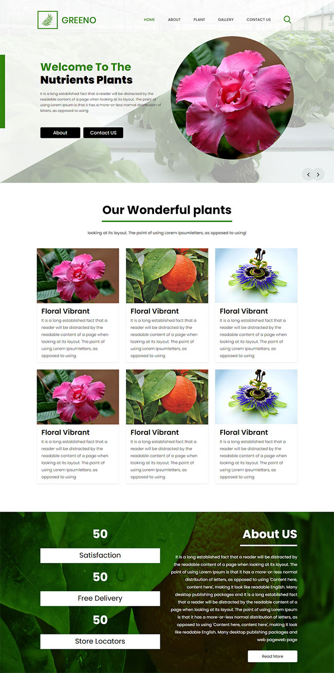 美丽的鲜花植物网站模板126
