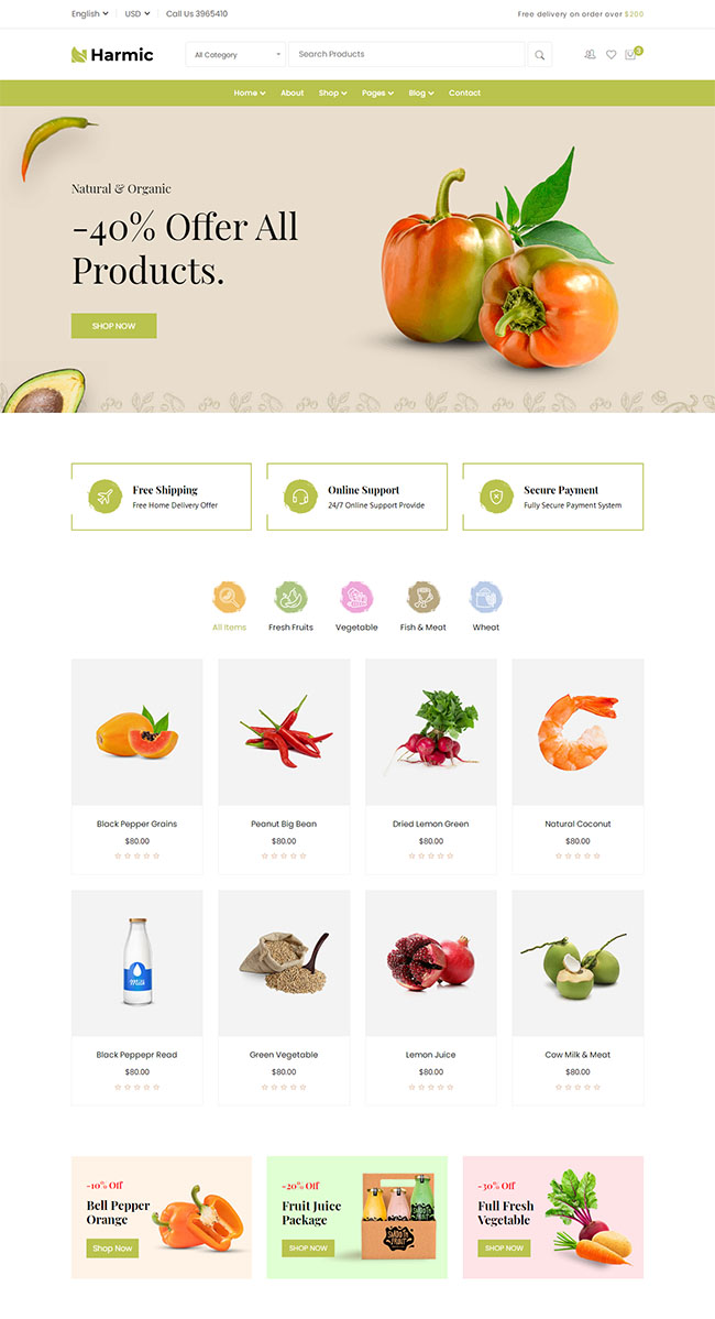 蔬菜水果生鲜超市电商网站模板619