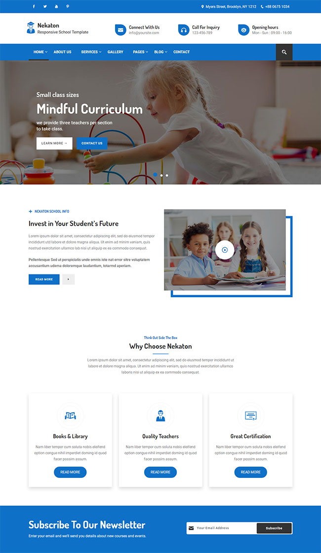 蓝色儿童教育学校网站模板