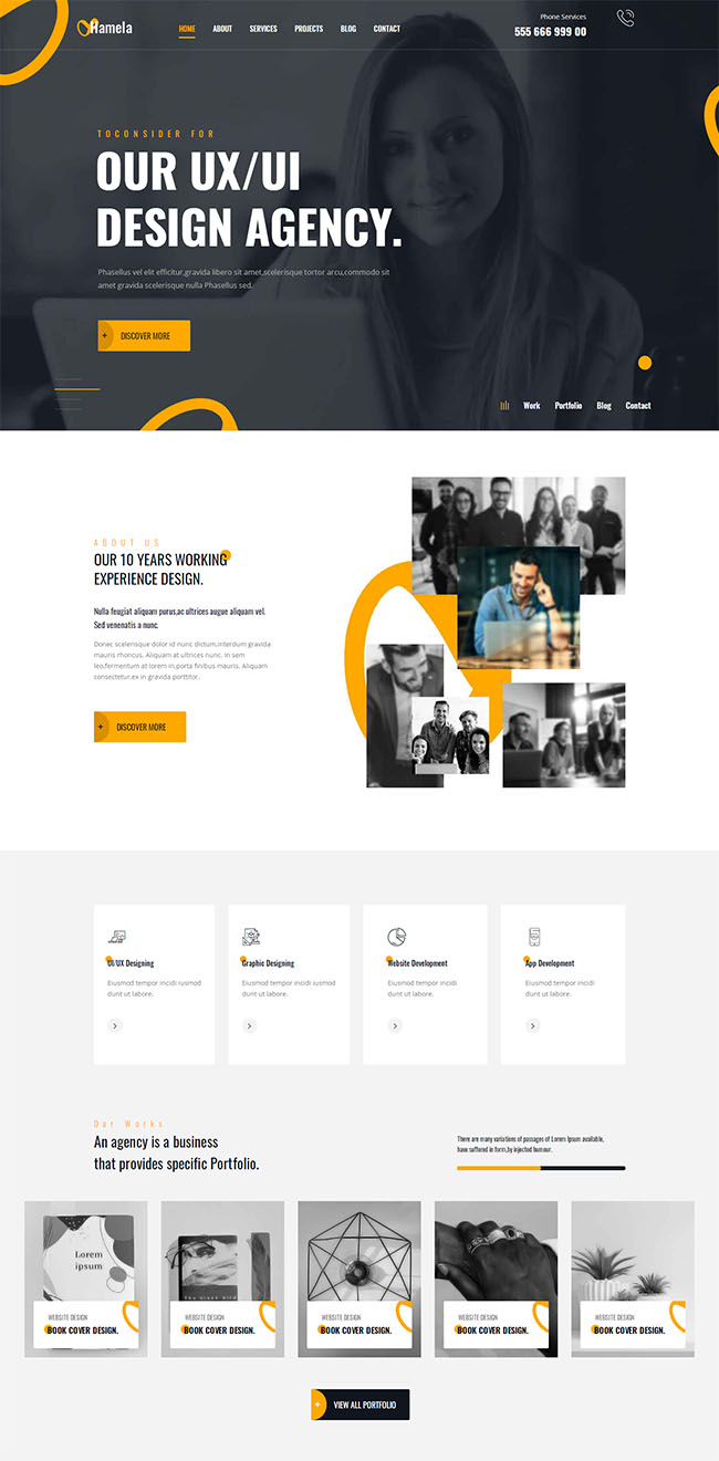 黄色风格设计企业网站模板1016