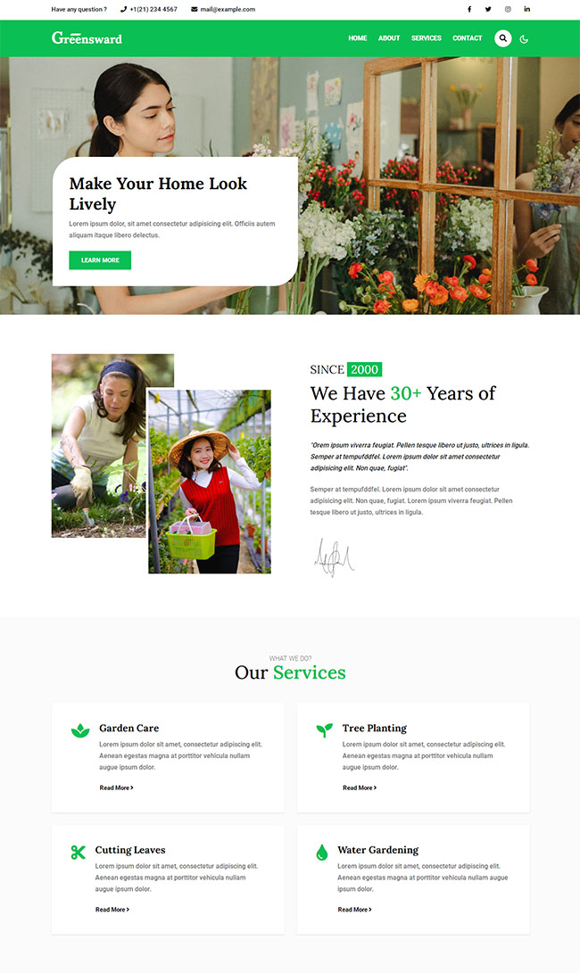 绿色鲜花花艺公司网站模板112