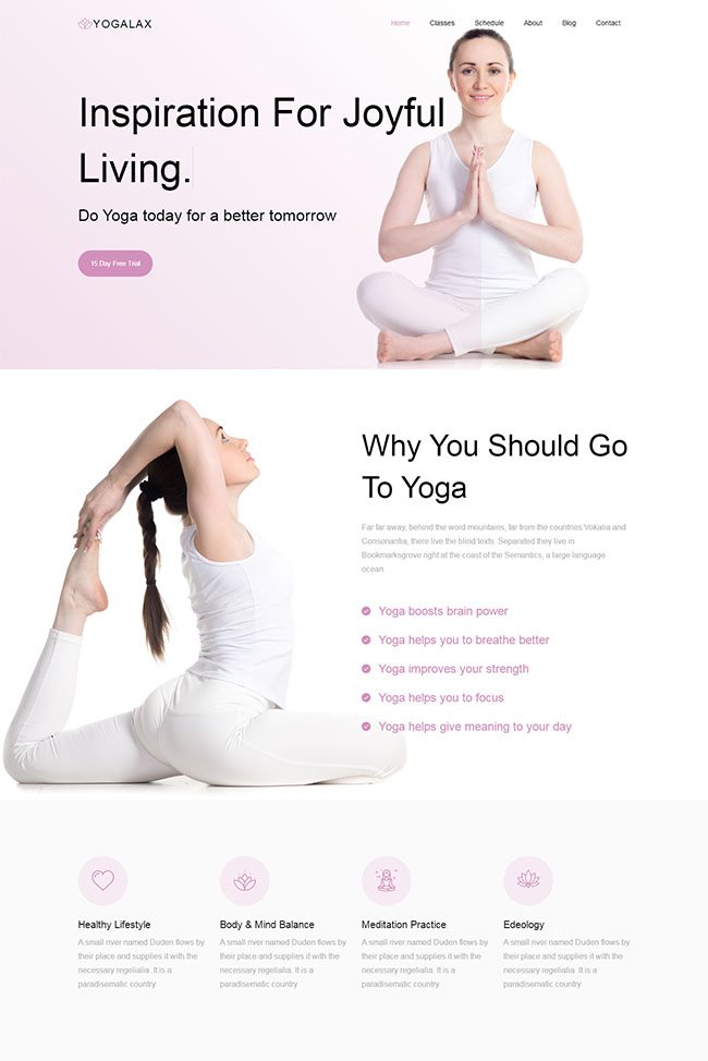 粉色可爱健身瑜伽网站模板1127