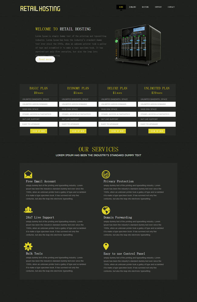 黑色质感服务器网站模板123