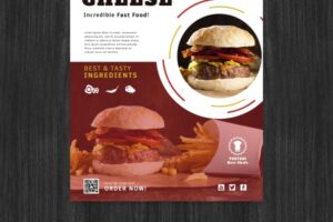 起司汉堡美食海报模板设计224