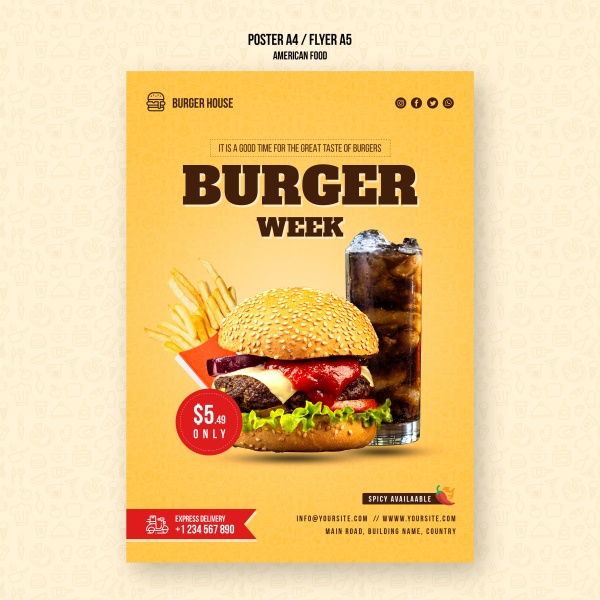 美味汉堡广告海报设计308