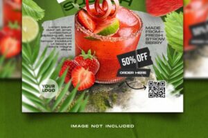 草莓果汁广告海报设计PSD309