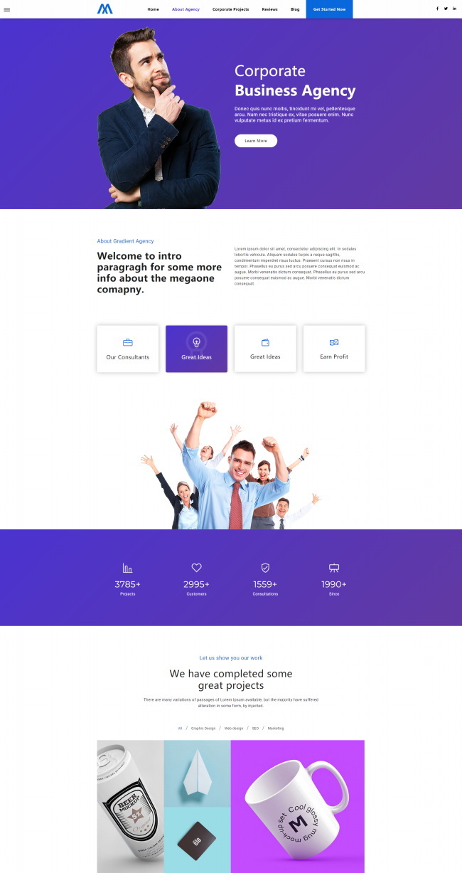 紫色现代企业HTML5网站模板414