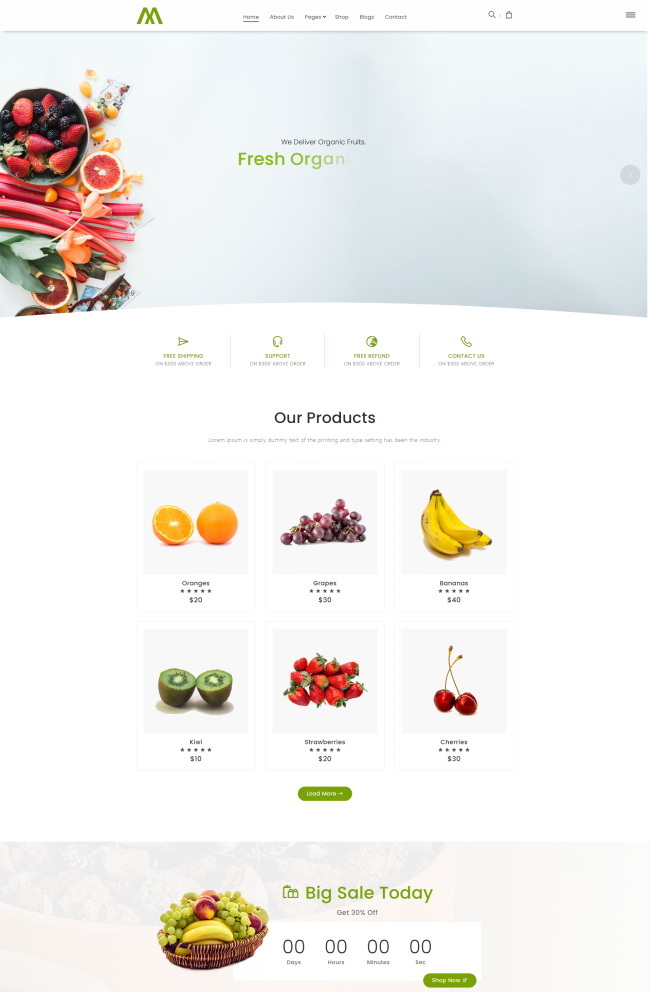 极简水果店HTML5网站模板422