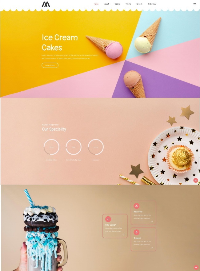 冰激凌蛋糕美食宣传网站模板623
