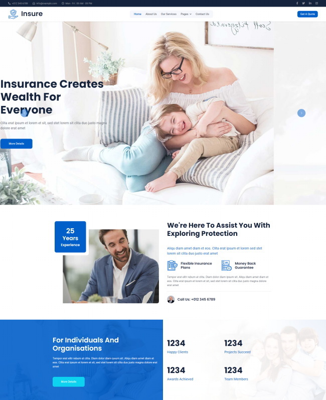 保险服务公司HTML5网站模板701