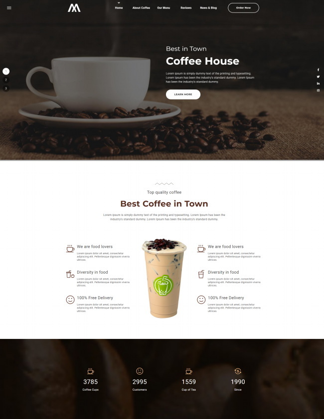 咖啡屋宣传网站HTML5模板707