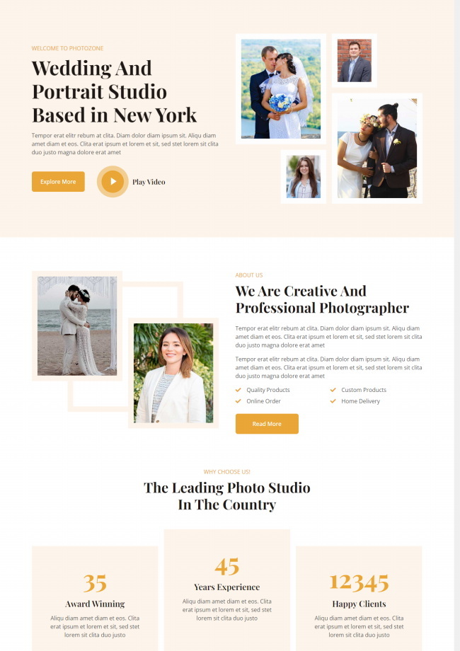 婚纱摄影工作室HTML5网站模板926