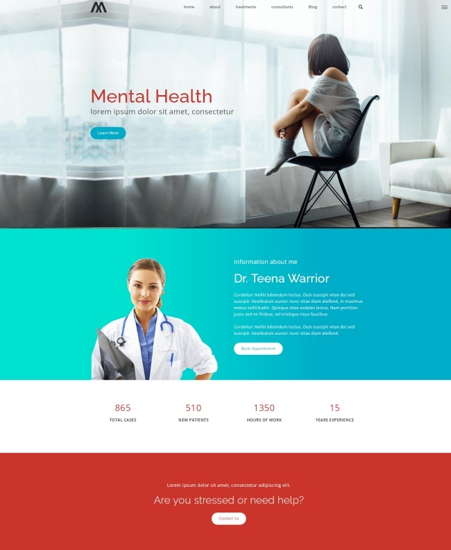HTML5心理健康护理医疗网站模板1020
