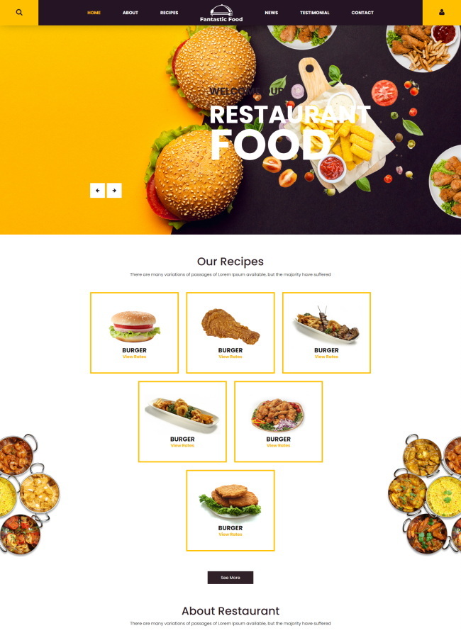 HTML5西式快餐美食网站模板1126