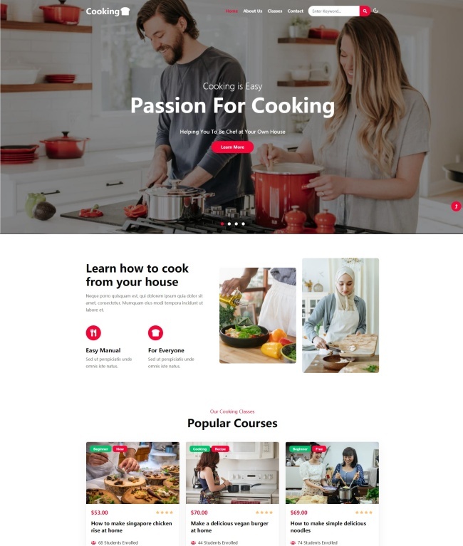 HTML5烹饪培训机构网站模板1128