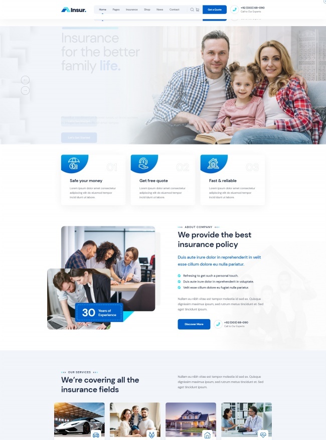 家庭保险服务公司网站模板1129
