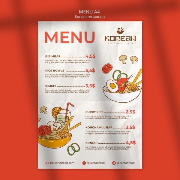 韩式餐厅菜单模板设计PSD119
