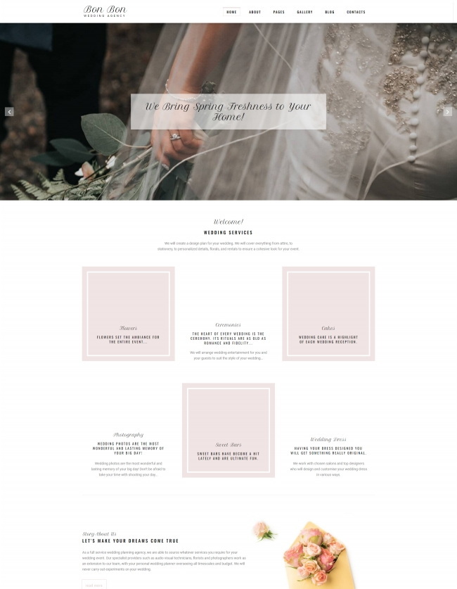 HTML5浪漫风格婚礼婚纱婚庆网站模板207