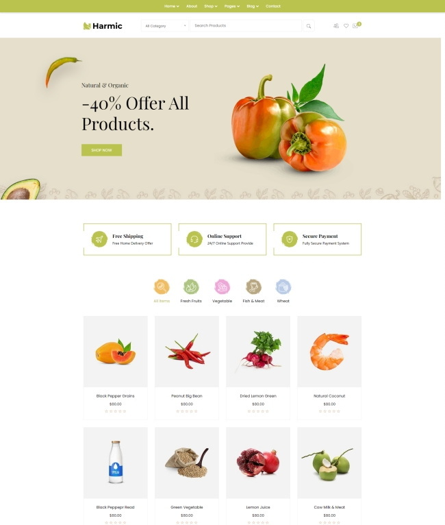 健康有机蔬菜食物HTML5网站模板215
