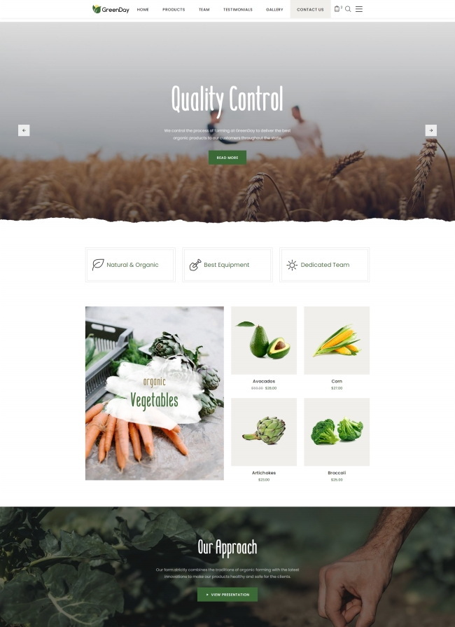HTML5绿色有机农场水果蔬菜网站模板328