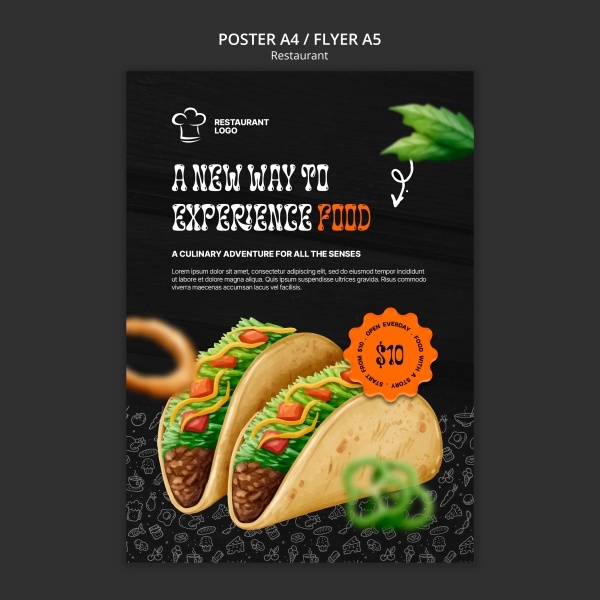 美食餐厅海报模板PSD418