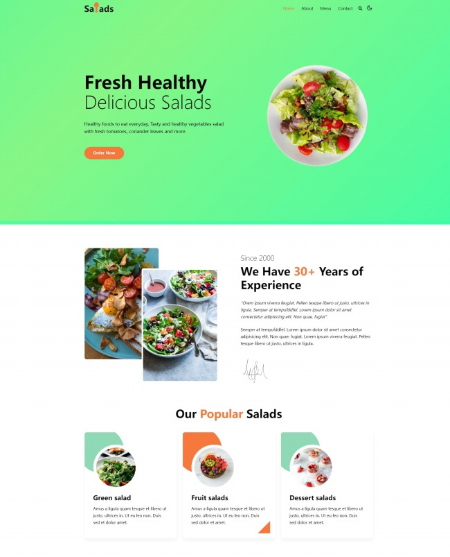 新鲜健康沙拉美食餐饮网站模板421