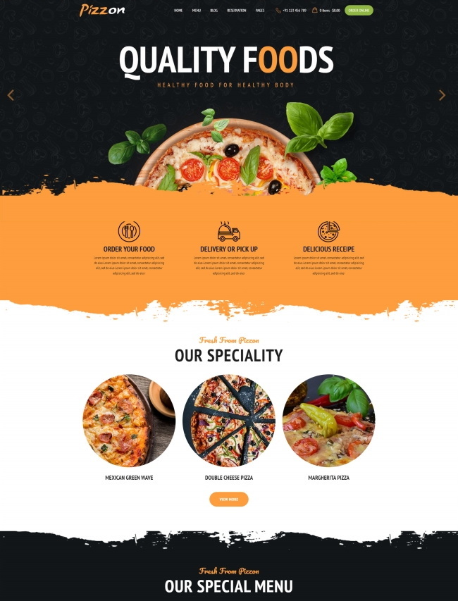 响应式披萨快餐美食餐饮网站模板502