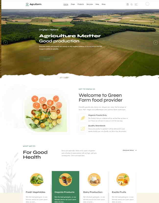 绿色农场食品供应商网站模板719