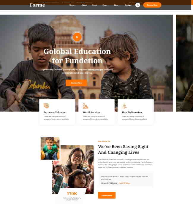儿童非盈利性慈善机构宣传网站模板826