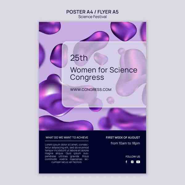 紫色创意科学节海报模板905