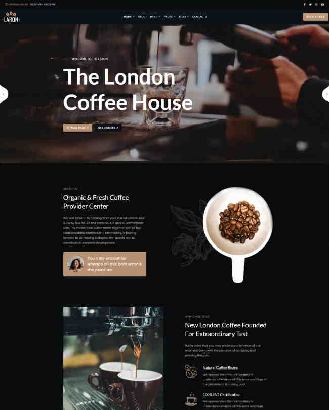 咖啡饮品店宣传网站模板906