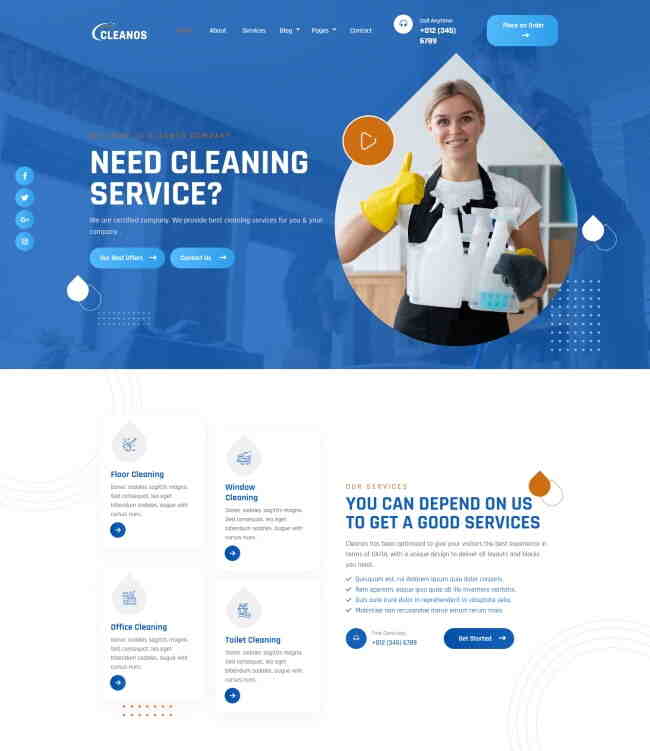 HTML5清洁服务公司网站模板917
