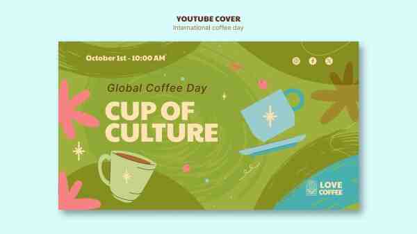 手绘国际咖啡日youtube封面109