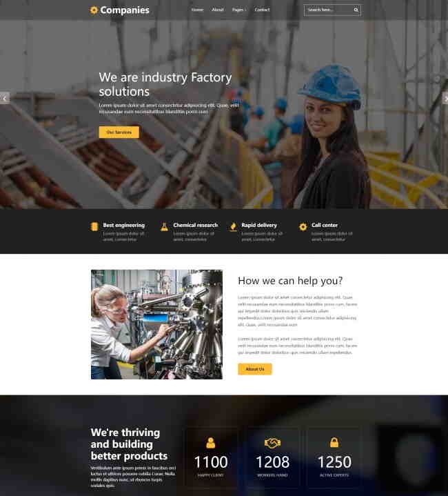工业工厂解决方案公司网站模板1012