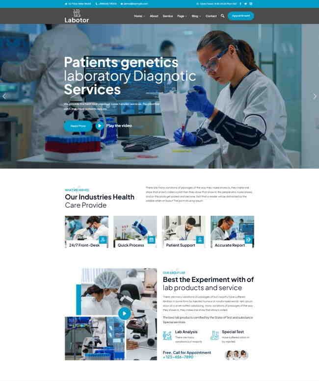 遗传学实验室诊断服务机构网站模板1023