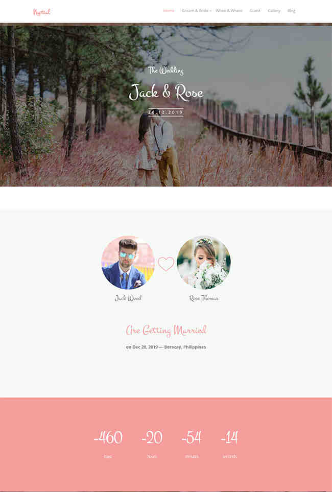 粉色婚庆婚礼展示网站模板1129