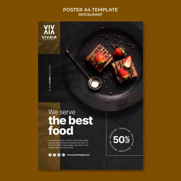 美食餐厅海报模板PS0102