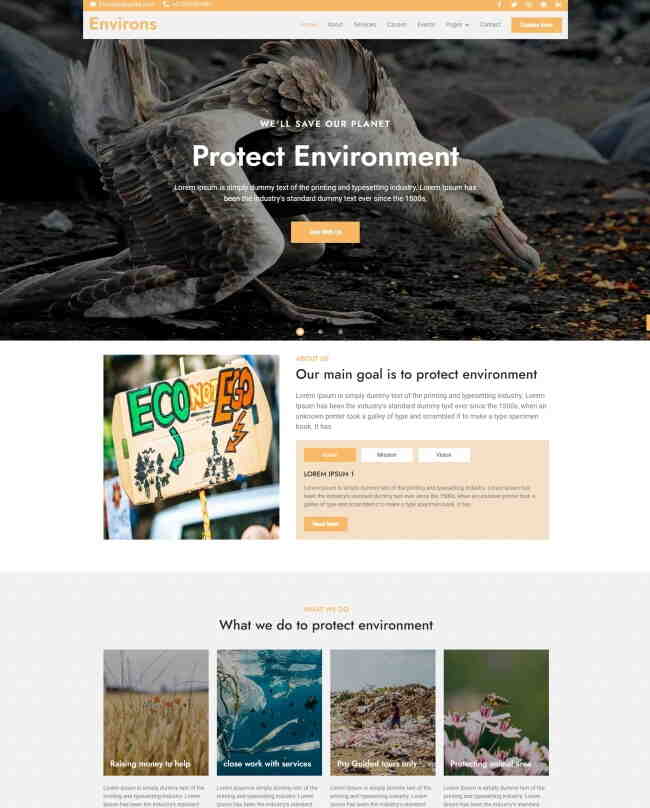 HTML5保护环境保护动物宣传网站模板113