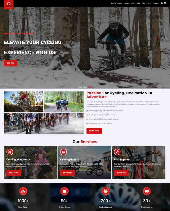 体验自行车骑行服务网站模板126
