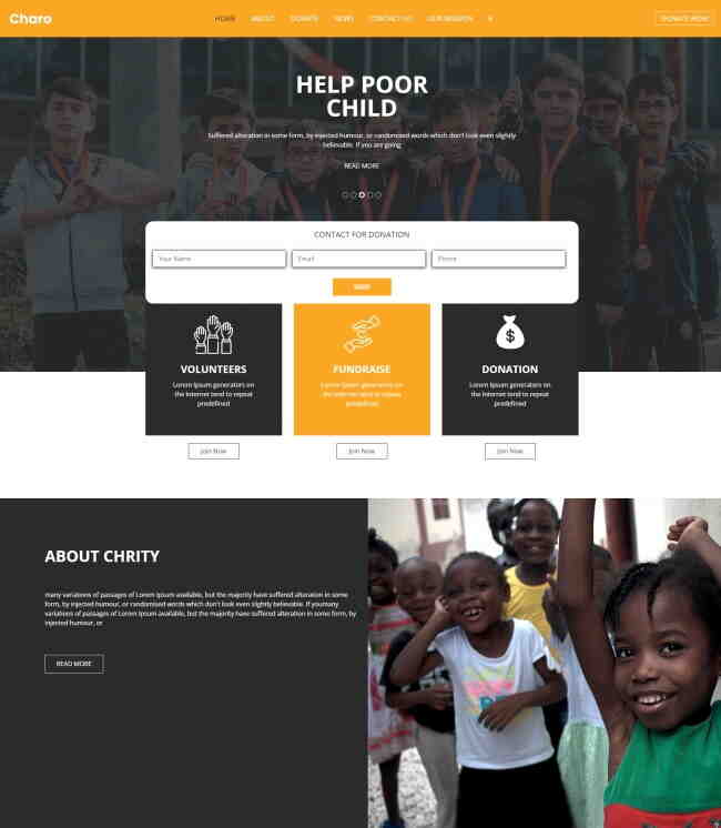 儿童慈善机构宣传网站HTML5模板302
