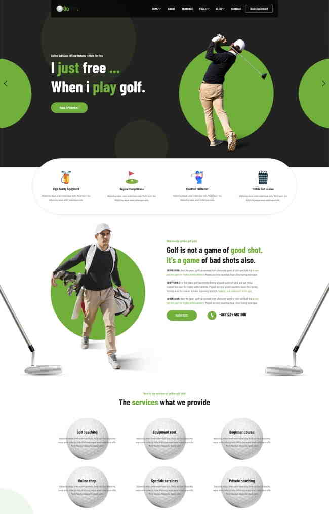 HTML5高尔夫运动网站模板316