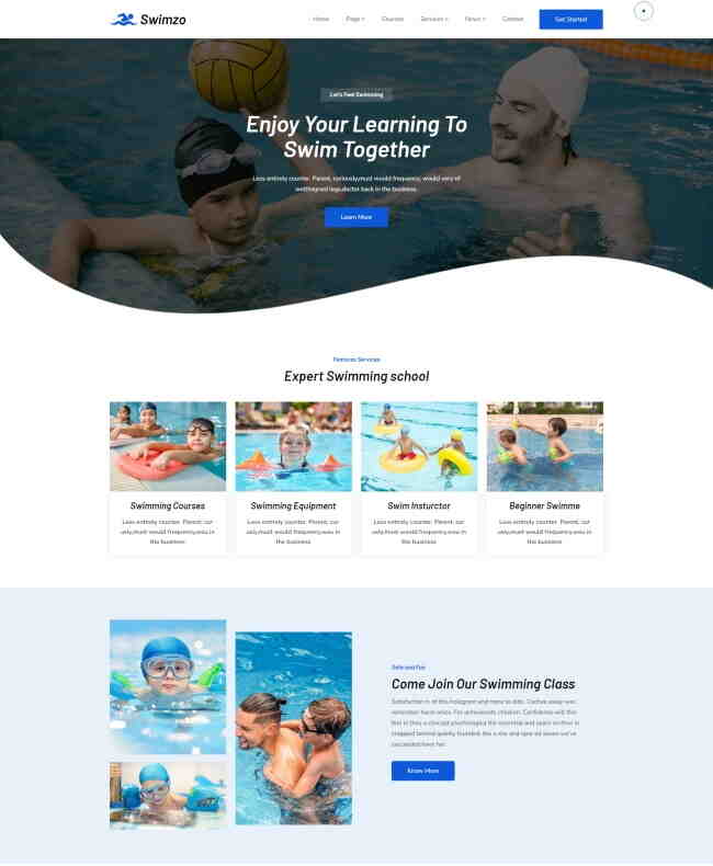 HTML5专业游泳学校宣传网站模板322