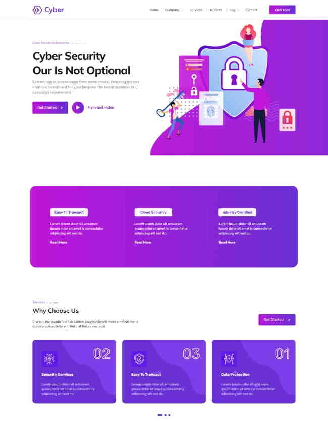 紫色风格网络安全服务公司网站模板325
