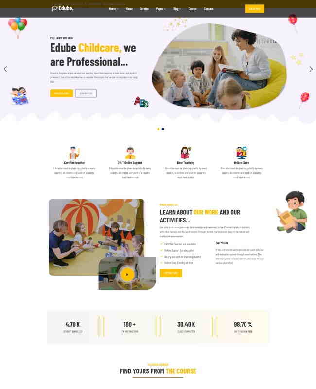 儿童教育服务机构HTML5网站模板401
