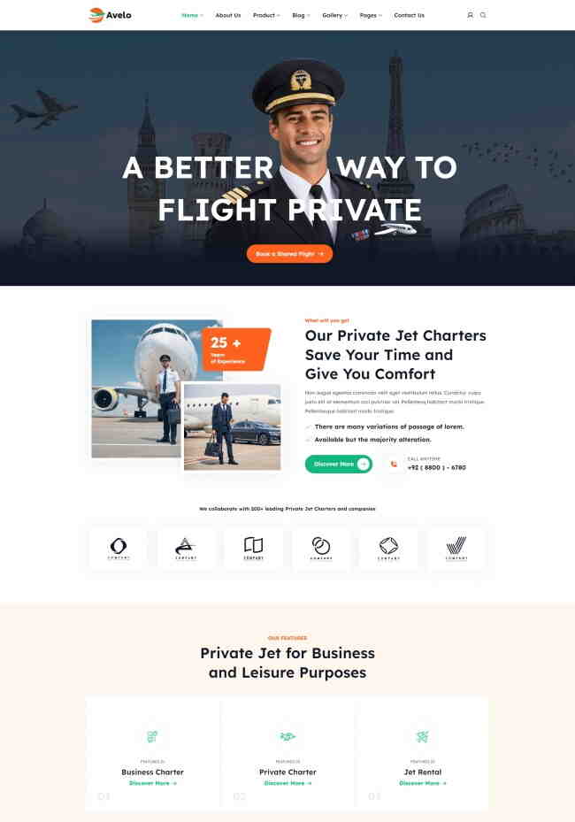 HTML5航空公司宣传网站模板412