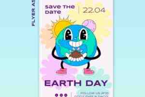 世界地球日创意卡通地球海报PSD412