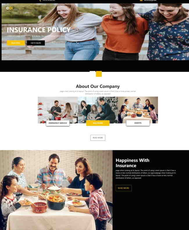 HTML5保险服务公司宣传网站模板422